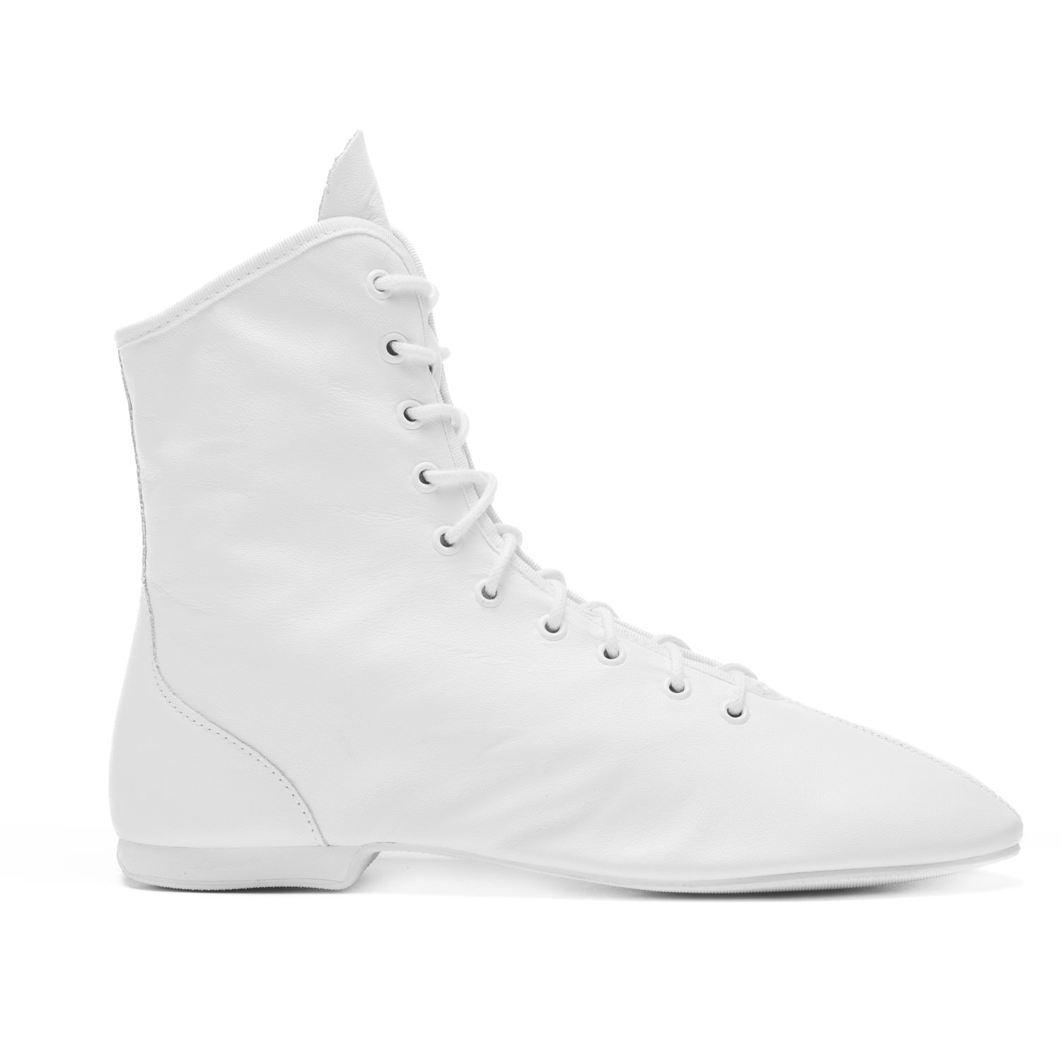 Weißer Gardestiefel, hoch, durchgehende Gummisohle
