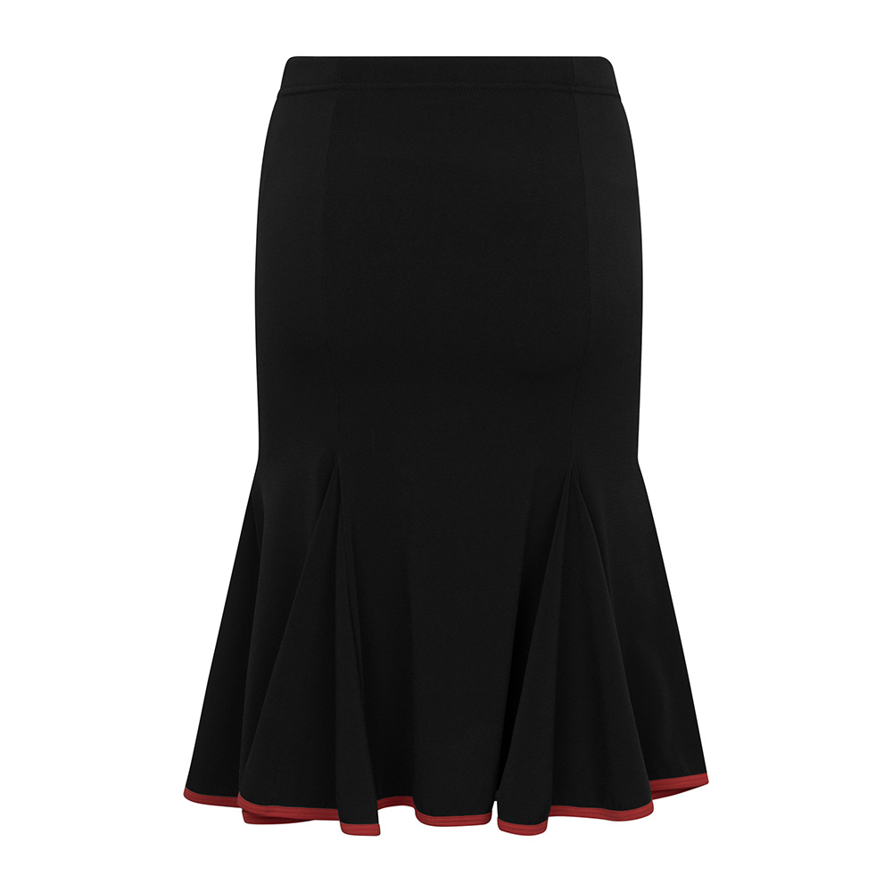 Damen Rock mit roter Saumborte Stucco RU5128 Schwarzer Rock mit roter Saumborte