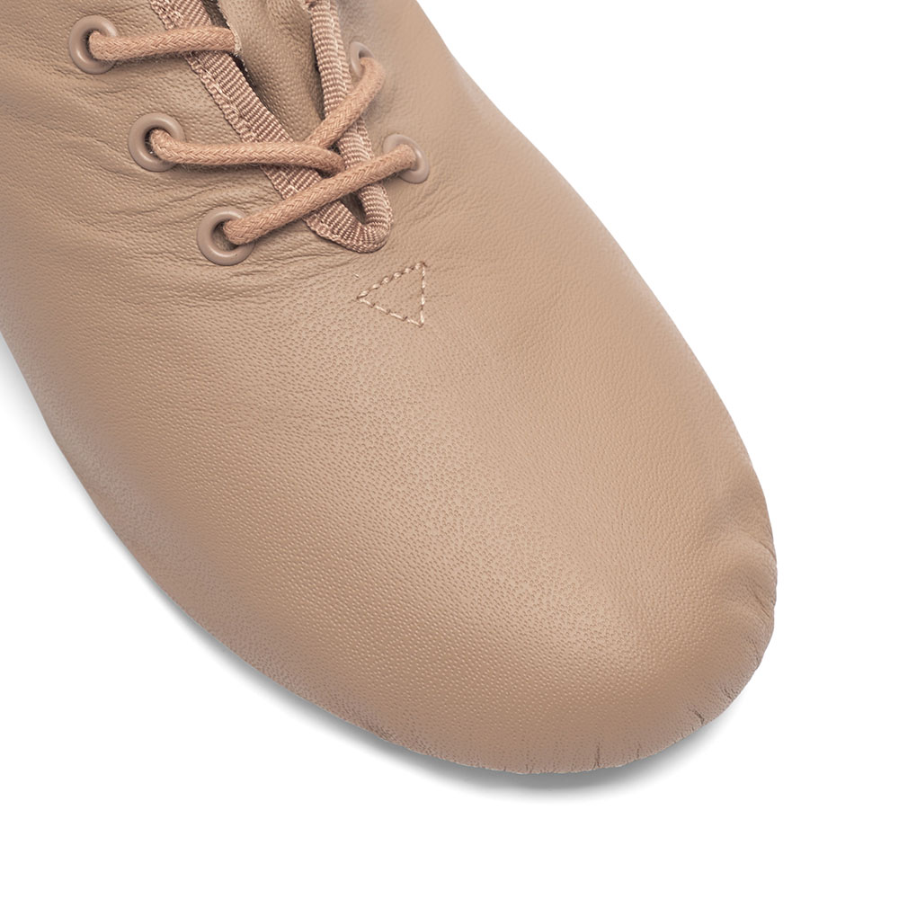 Jazzschuhe aus Leder mit geteilter Gummisohle Caramel