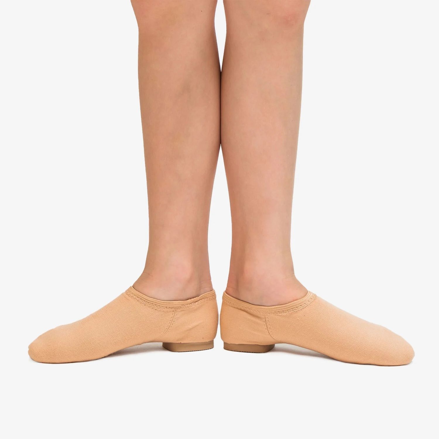 Jazzschuhe aus Stretch-Leinen mit geteilter Microfasersohle und Gummiabsatz vegan Sand