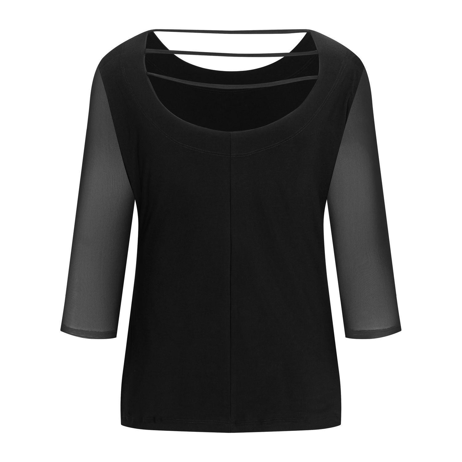 Tanzshirt Damen 3/4 Ärmel Schwarz