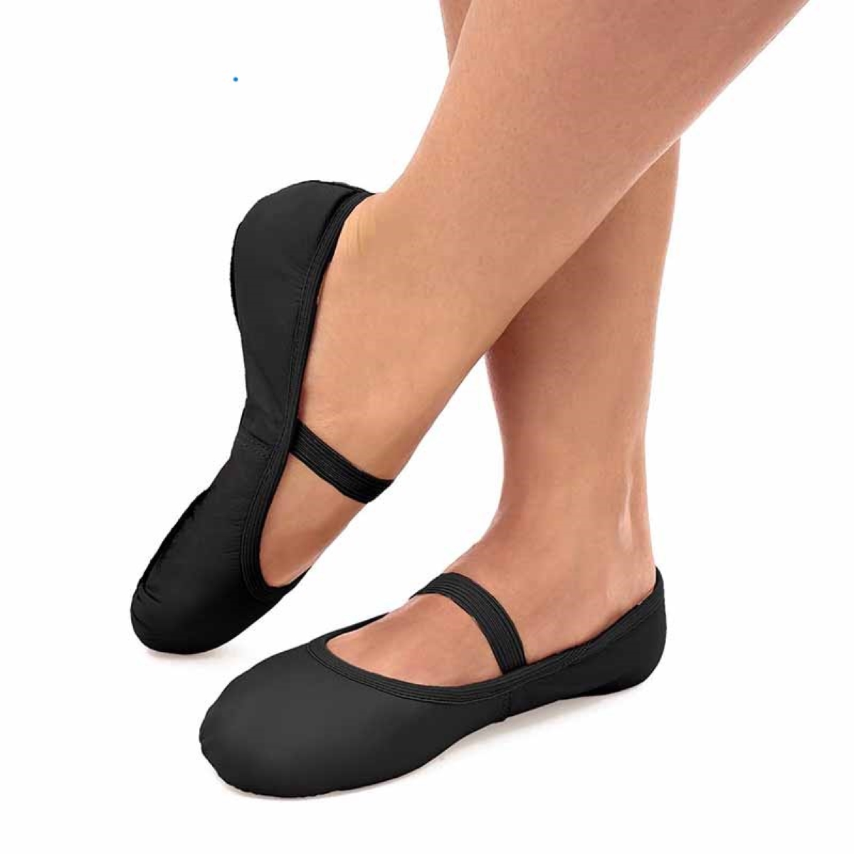 Ballettschläppchen aus Leder Schwarz