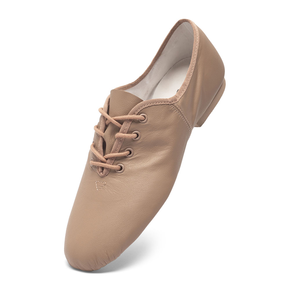 Jazzschuhe aus Leder mit geteilter Gummisohle Caramel