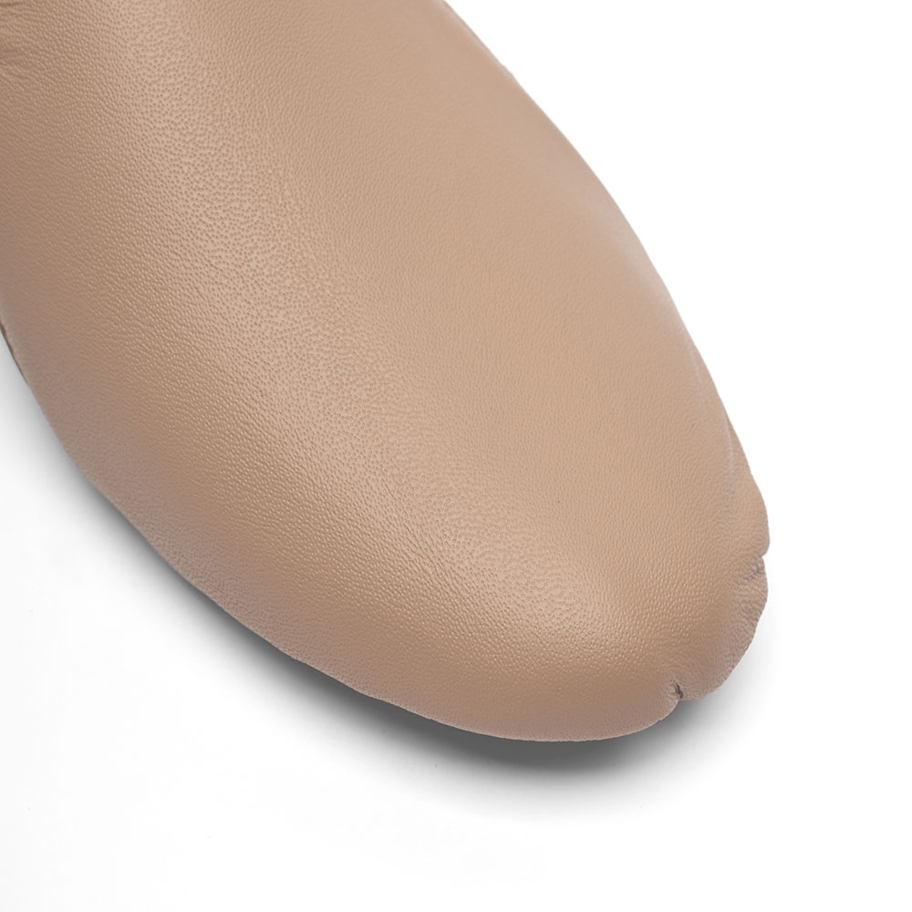 Jazzschuhe aus Leder mit Stretcheinsatz und geteilter Gummisohle caramel