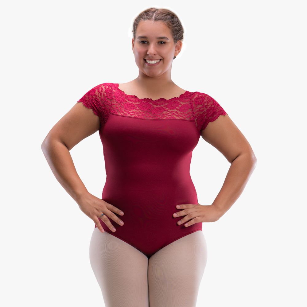 Damen Ballett Trikot SL 196 mit Spitze Damen Trikot burgundy