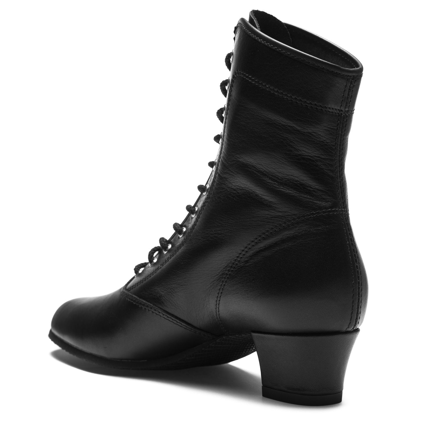 Lola Gardestiefel mit Ösen aus Leder mit Porosohle schwarz