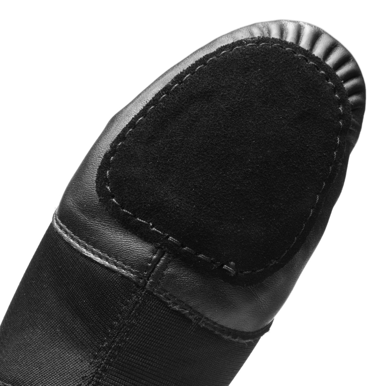 Jazzschuhe aus Leder und Neopreneinsatz mit geteilter Chromledersohle und EVA-Absatz schwarz