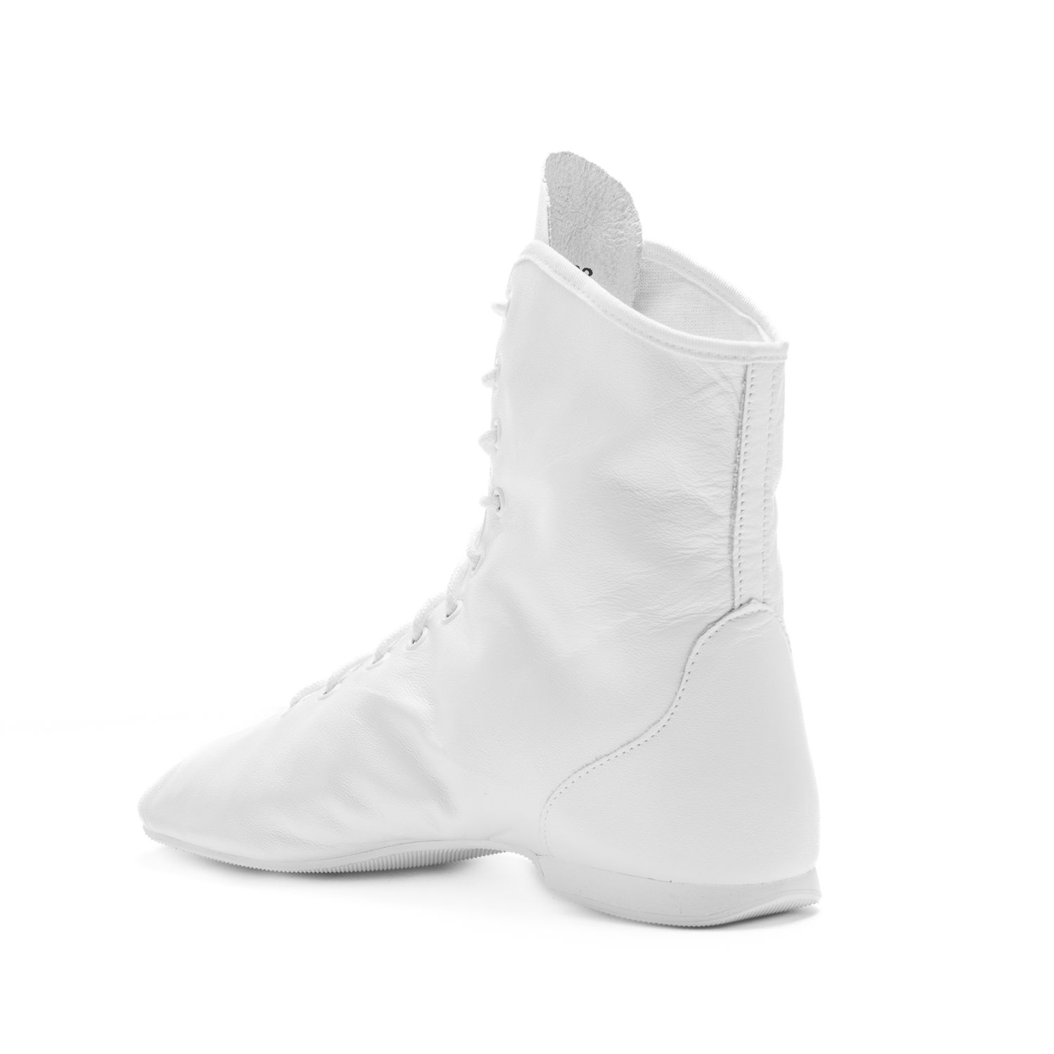Weißer Gardestiefel, hoch, durchgehende Gummisohle