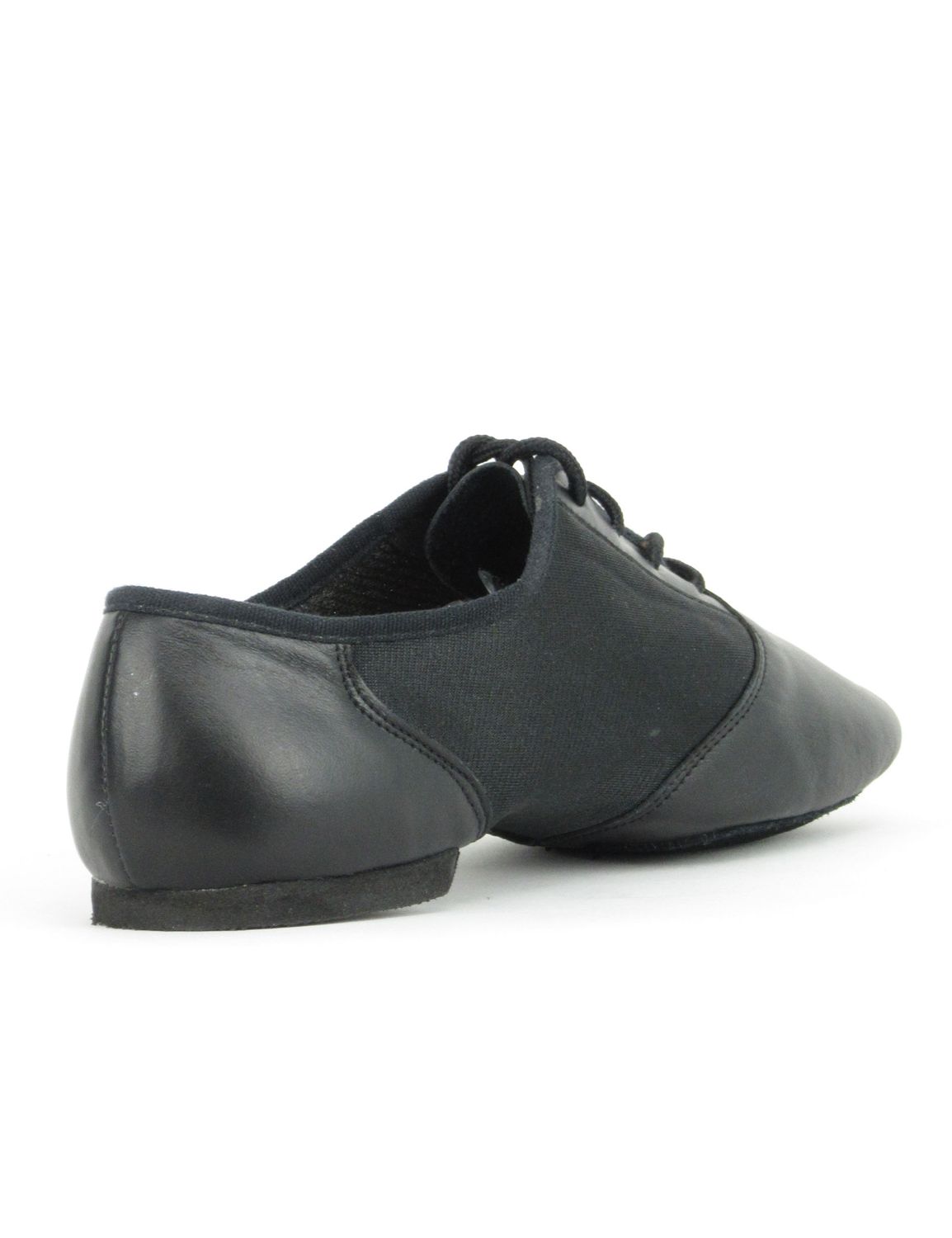 Jazzschuhe aus Leder und Neopreneinsatz mit geteilter Chromledersohle und EVA-Absatz schwarz