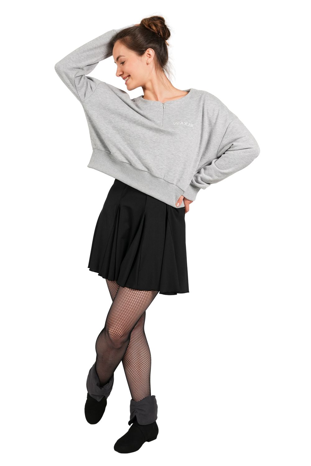 Sweatshirt Oversize mit Reißverschluss Grau Melange