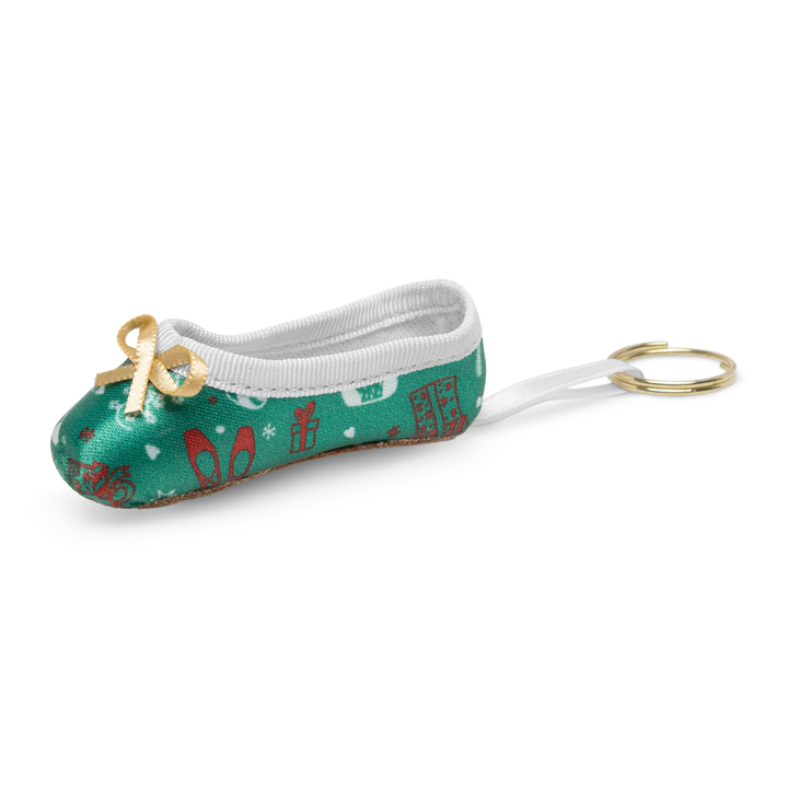 Mini-Spitzenschuh-Schlüsselanhänger Weihnachtsedition Grün