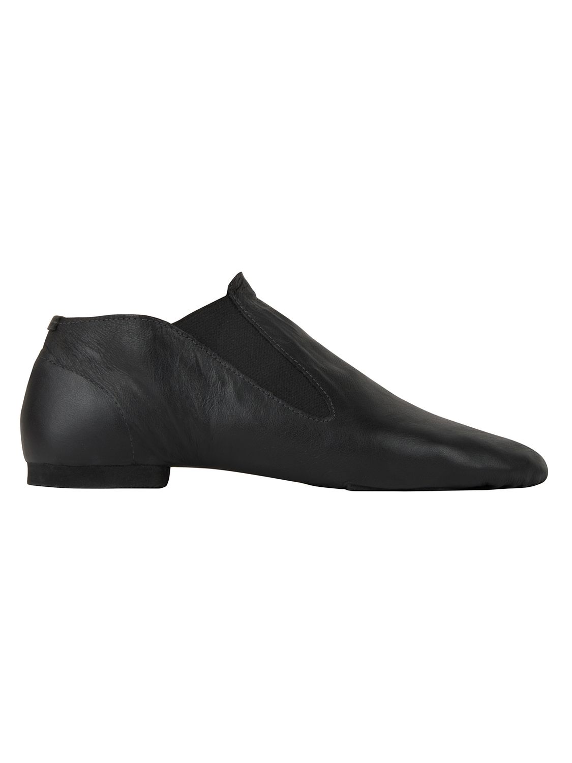 Jazzschuhe aus Leder mit Gummizug und geteilter Gummisohle schwarz 