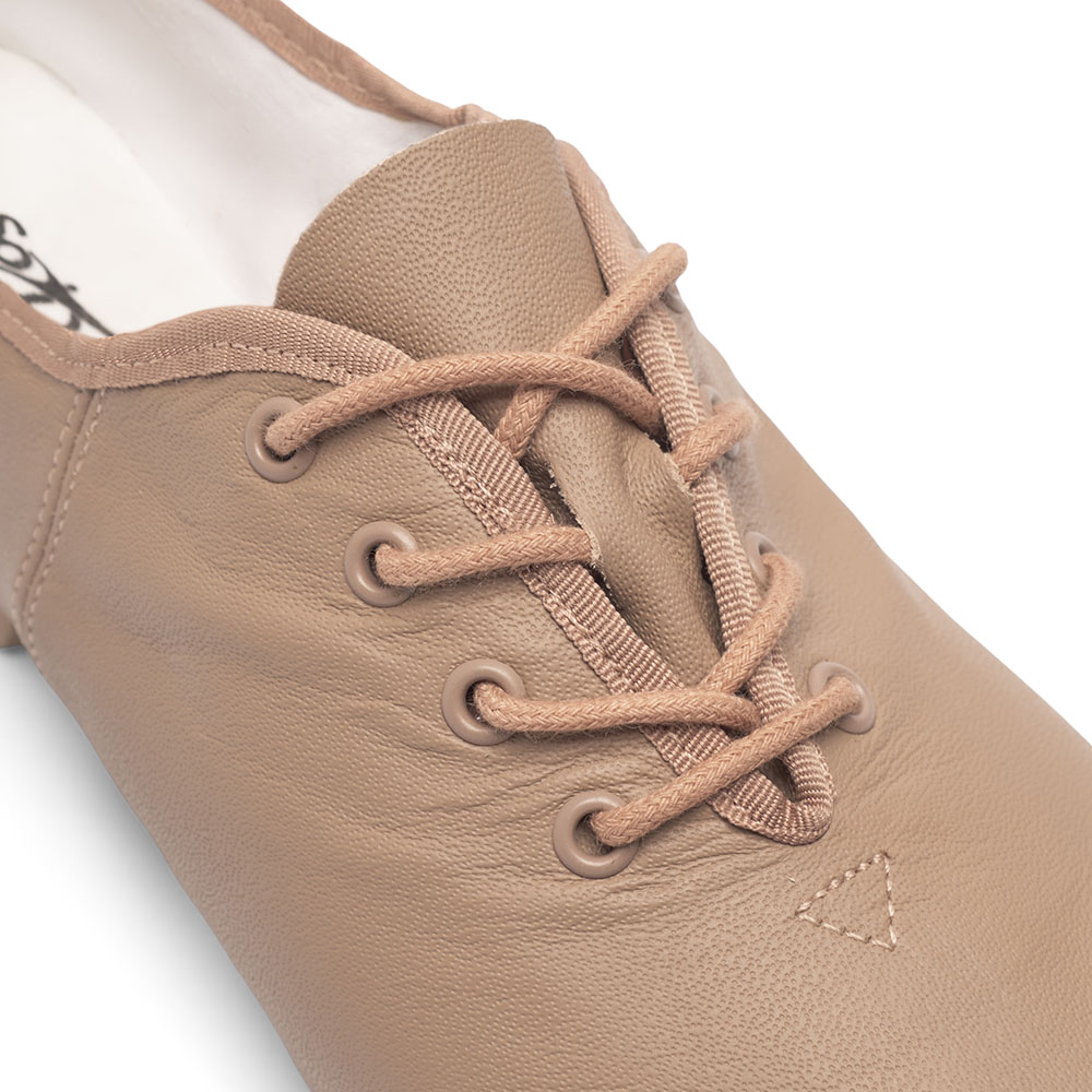 Jazzschuhe aus Leder mit geteilter Gummisohle Caramel