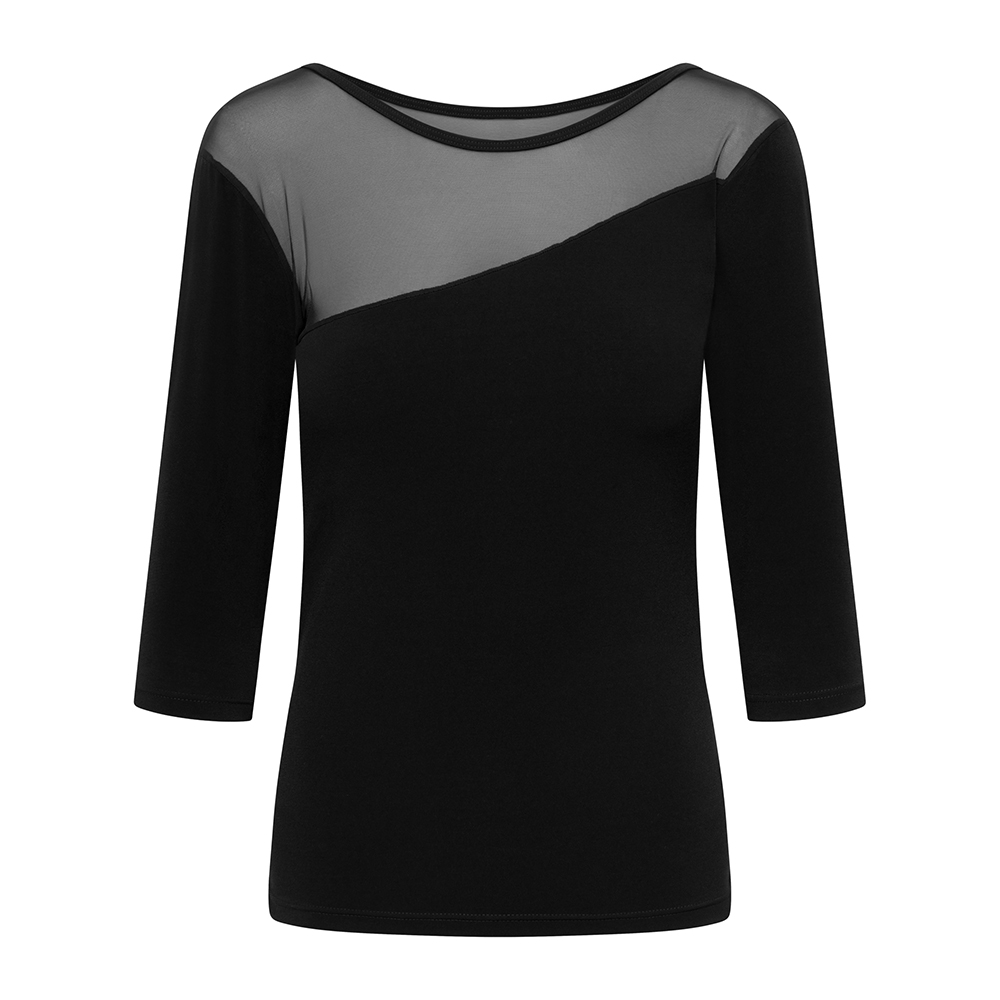 Shirt 1/2-Arm mit Mesh-Detail Lena RU5139 Shirt mit 1/2-Arm schwarz