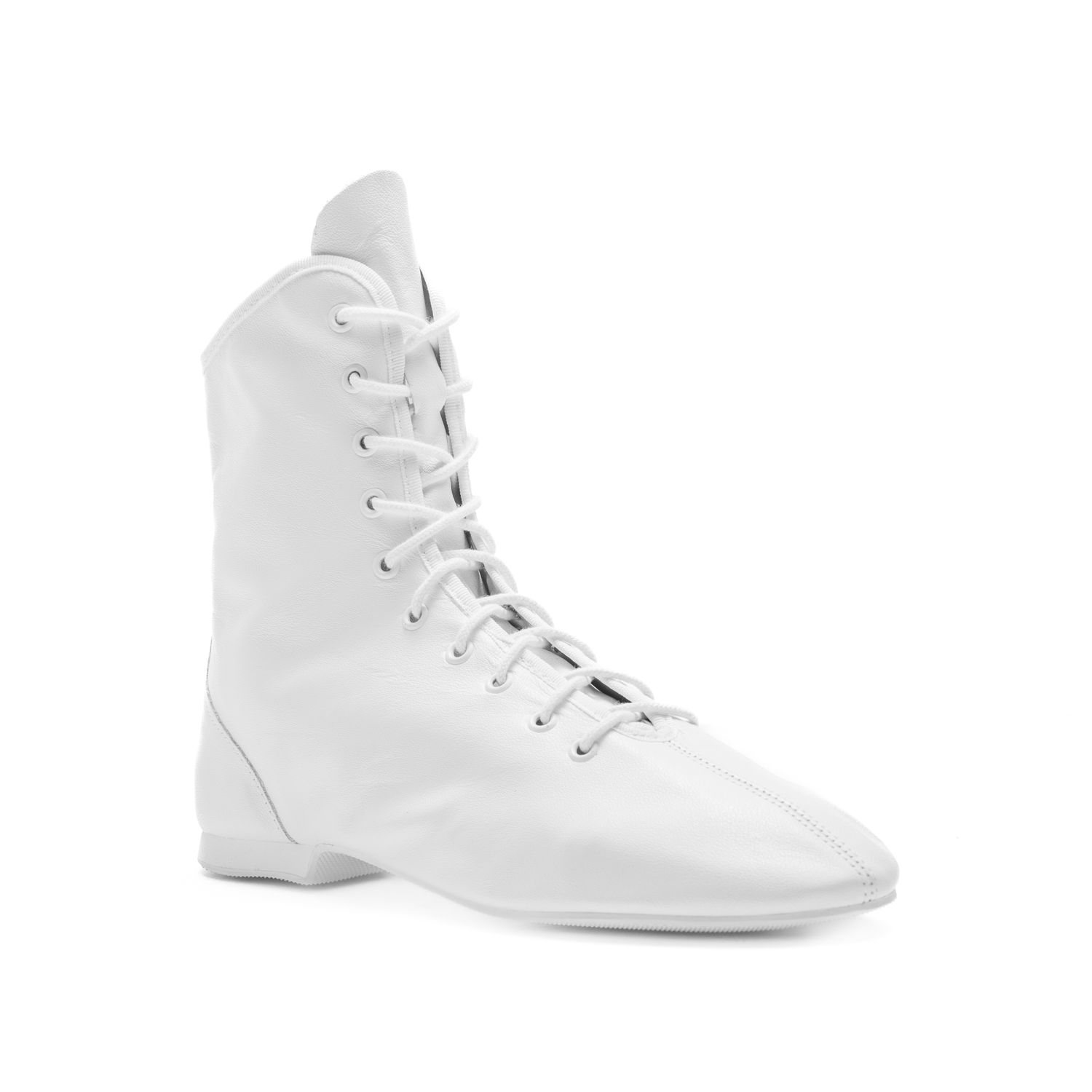 Weißer Gardestiefel, hoch, durchgehende Gummisohle