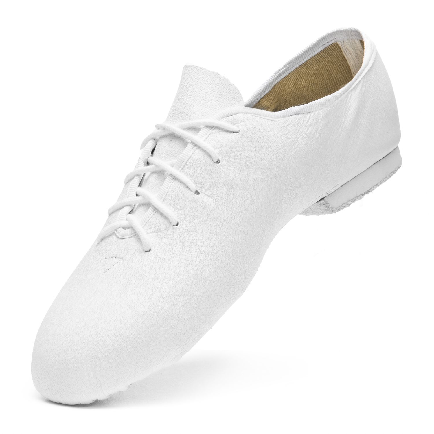 Jazzschuhe Basic I aus Leder mit geteilter Chromledersohle weiß