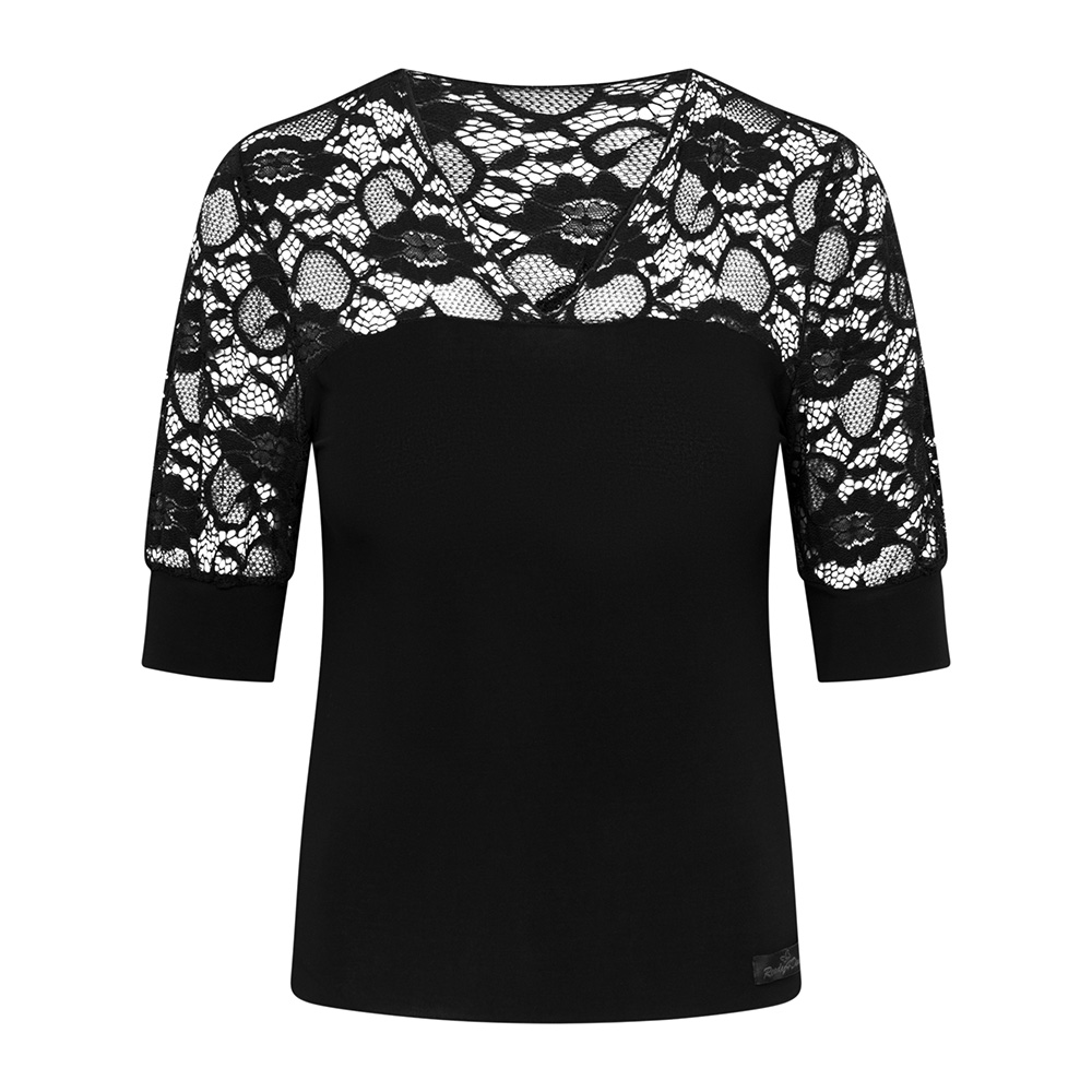 Damen Tanzshirt mit V-Ausschnitt Schwarz