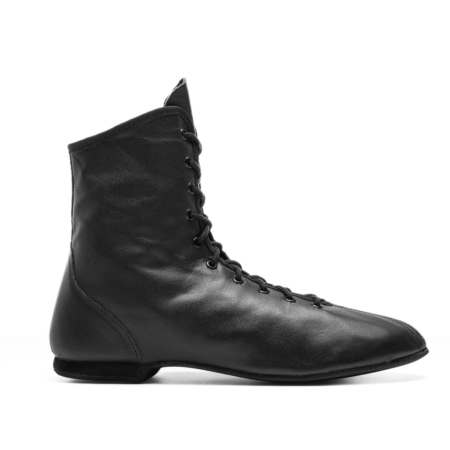 Schwarzer Gardestiefel, hoch, durchgehende Gummisohle