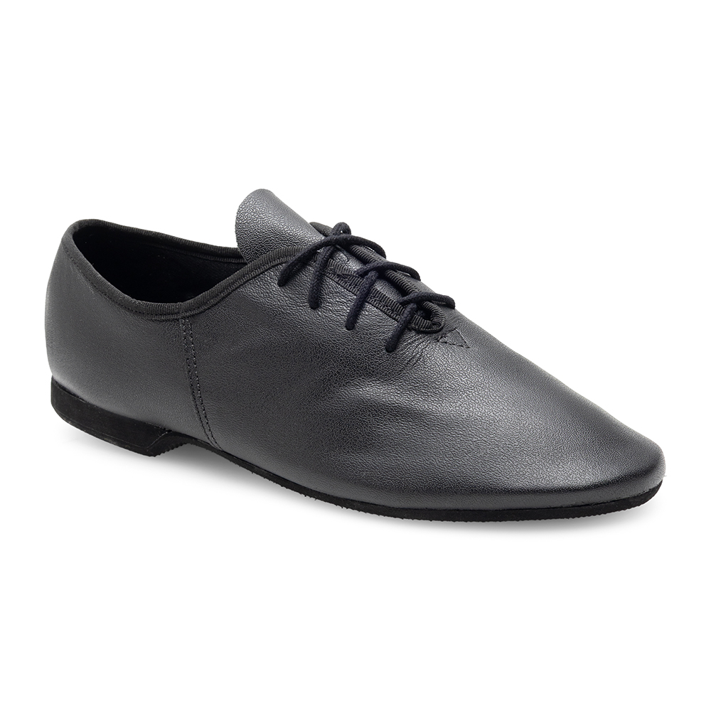 Jazzschuhe Basic III aus Leder mit durchgehender Gummisohle schwarz