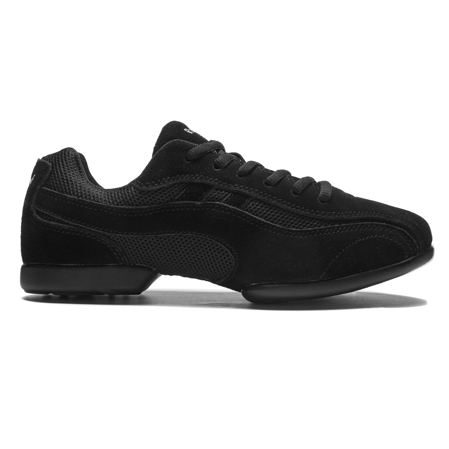 Tanzsneaker Jive geteilte Sohle mit Chromledereinsatz schwarz