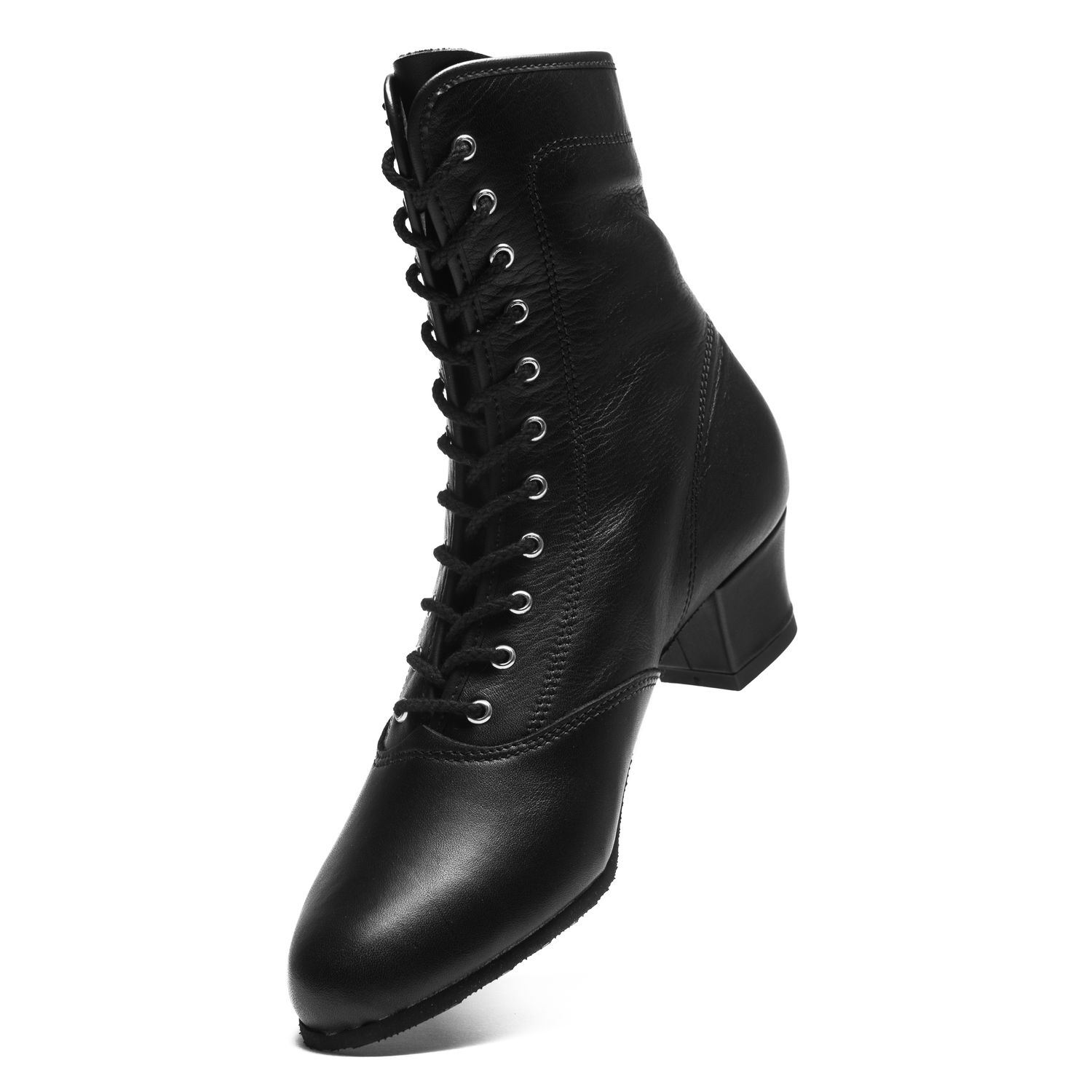 Lola Gardestiefel mit Ösen aus Leder mit Porosohle schwarz