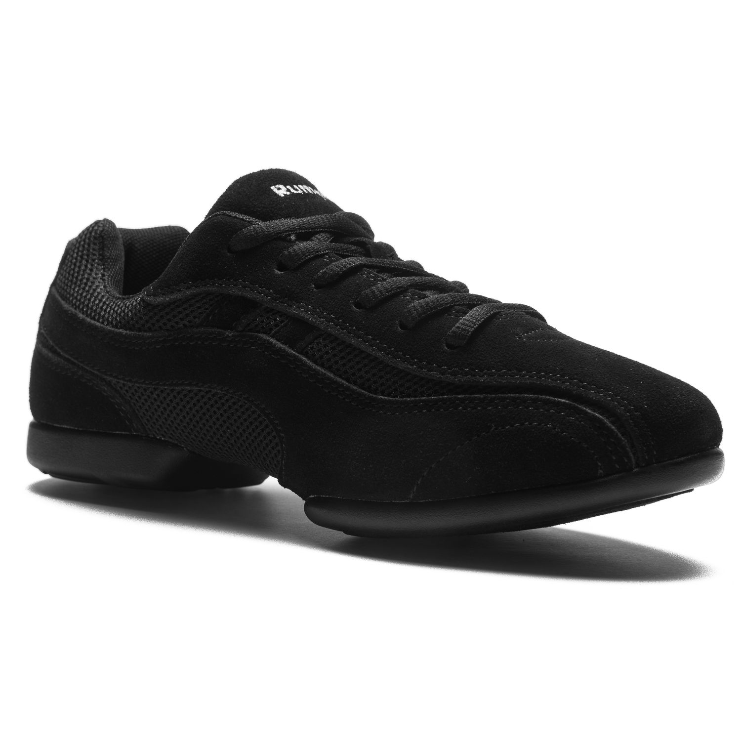 Tanzsneaker Jive geteilte Sohle mit Chromledereinsatz schwarz