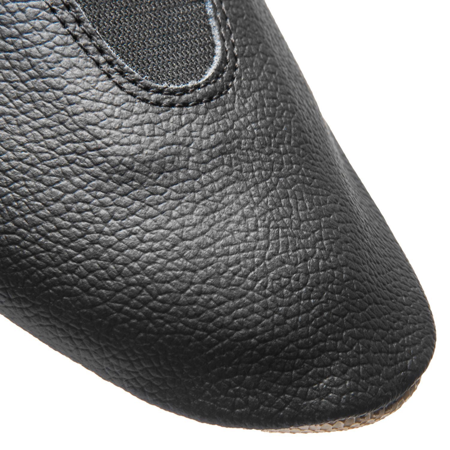Gymnastikschläppchen aus Leder mit ganzer Gummisohle schwarz