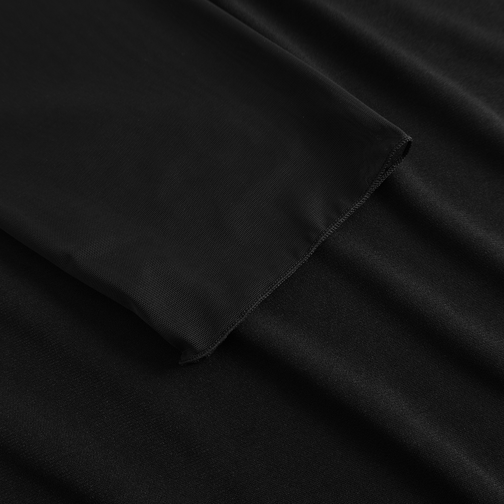Kleid mit 3/4-Arm und Netz-Ausschnitt schwarz