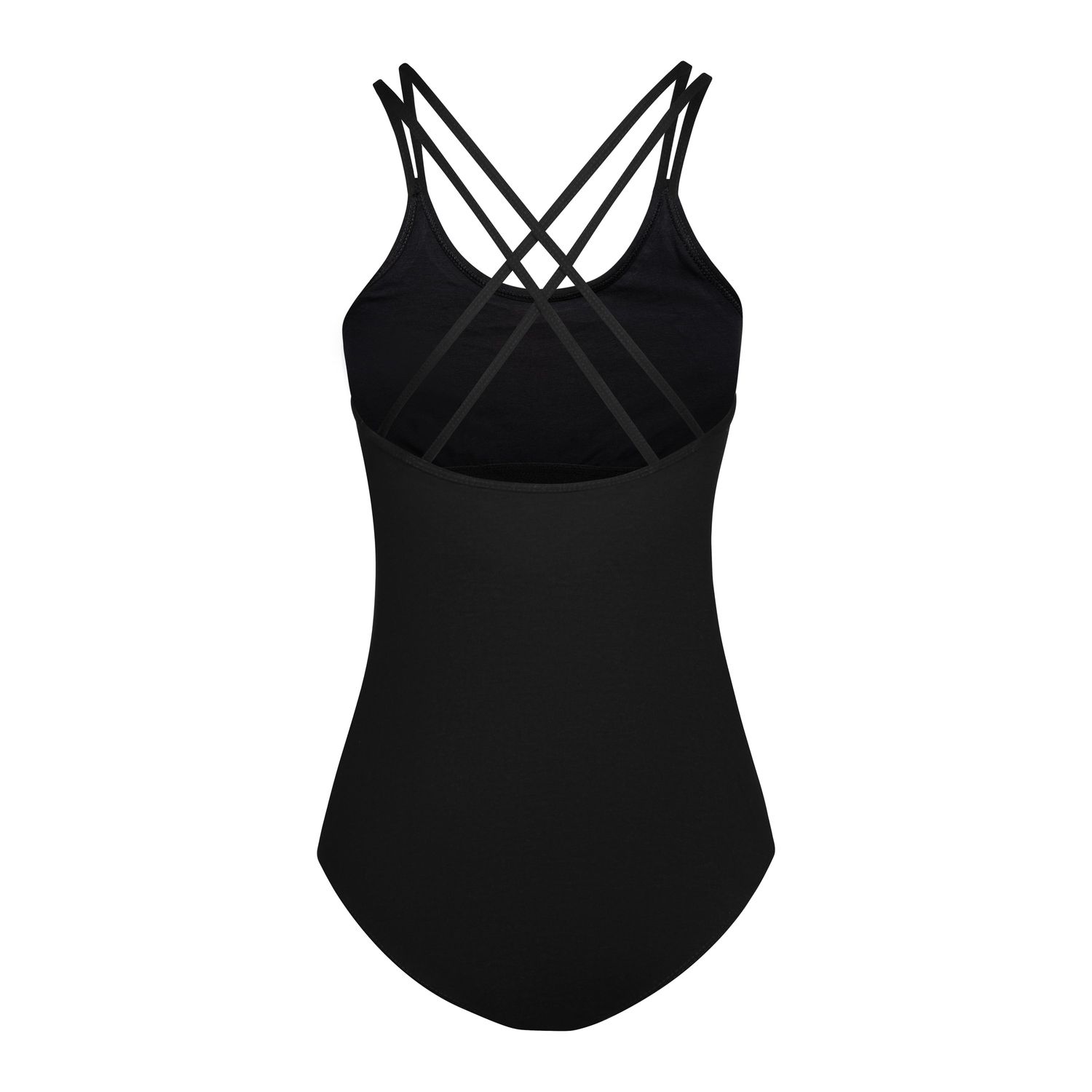 Damen Ballett Trikot mit doppelten Spaghettiträgern schwarz