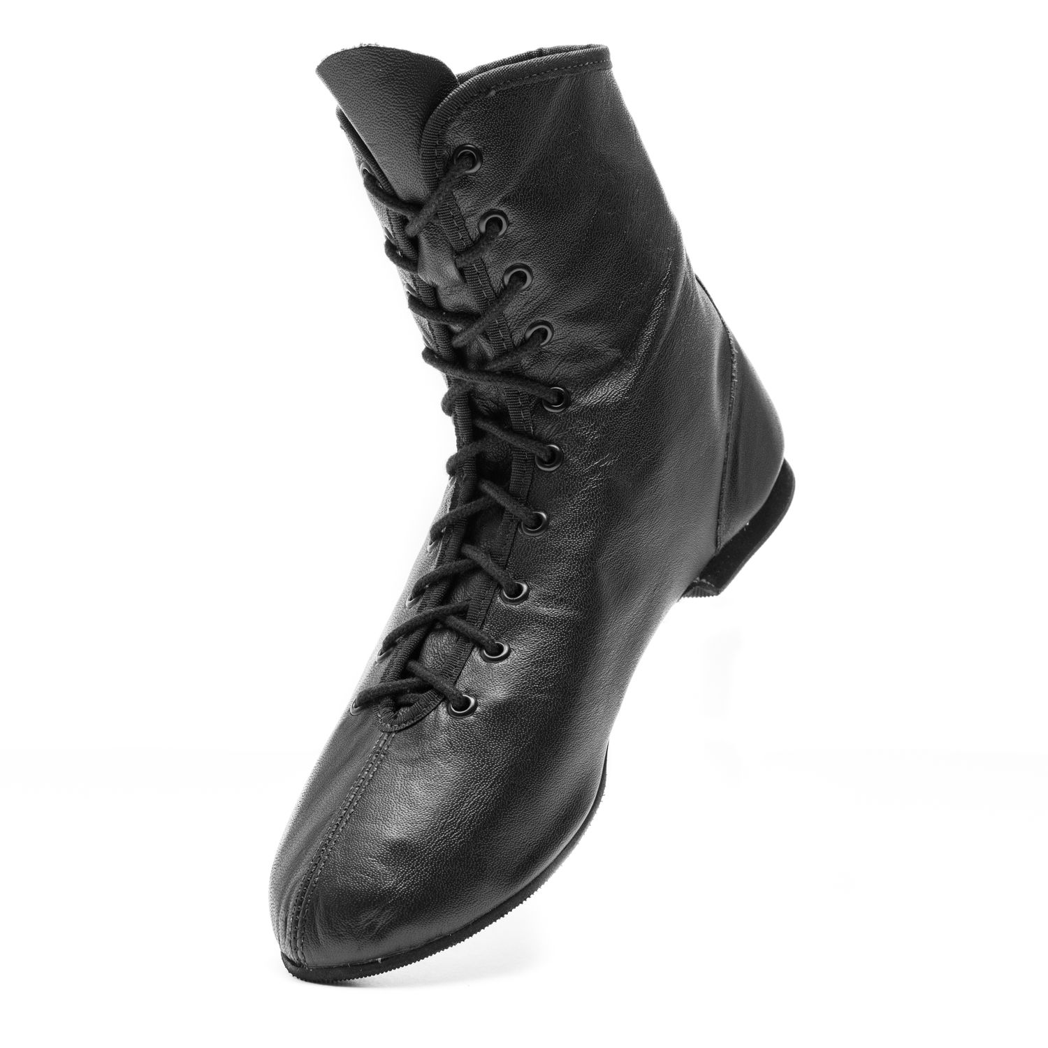 Schwarzer Gardestiefel, hoch, durchgehende Gummisohle