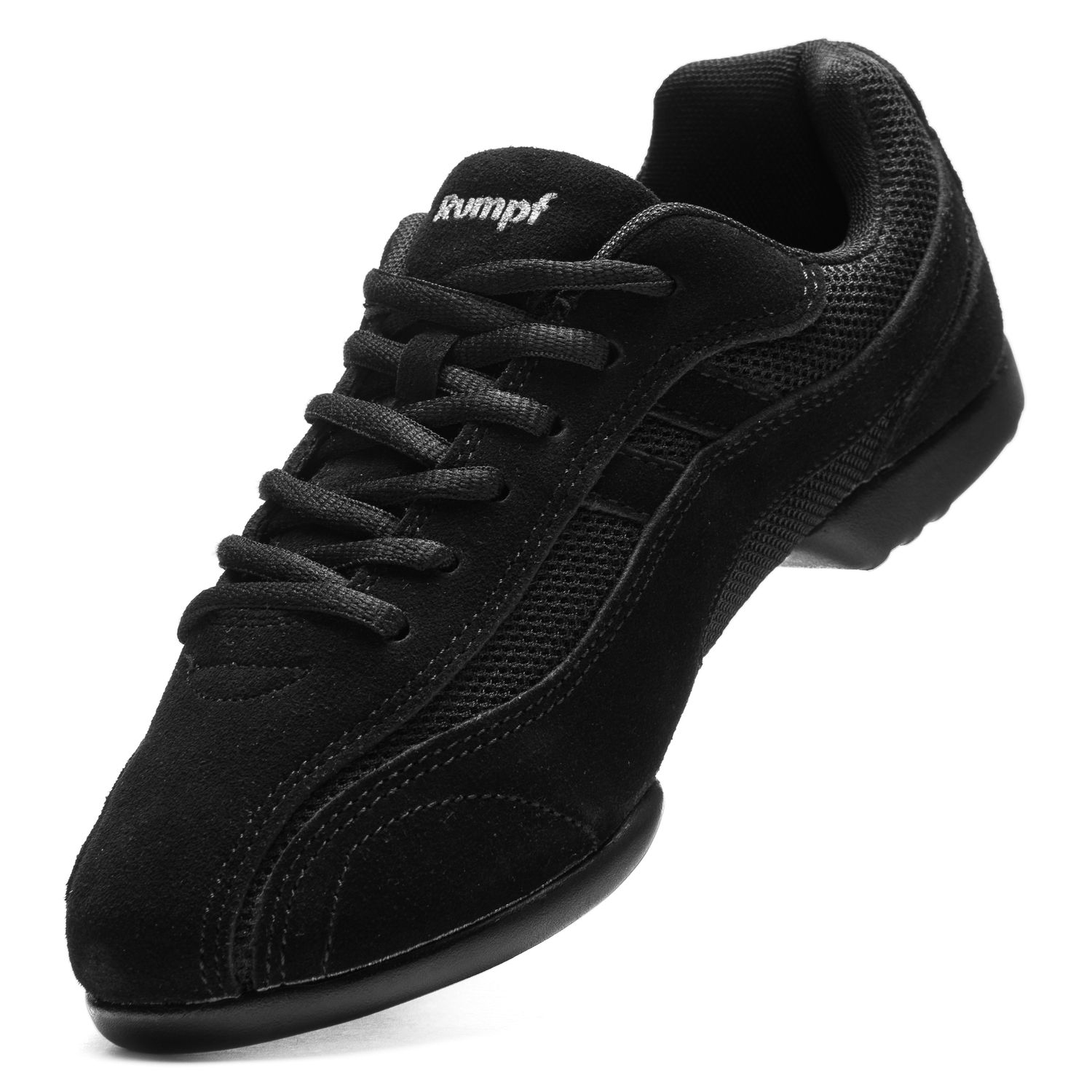Tanzsneaker Jive geteilte Sohle mit Chromledereinsatz schwarz