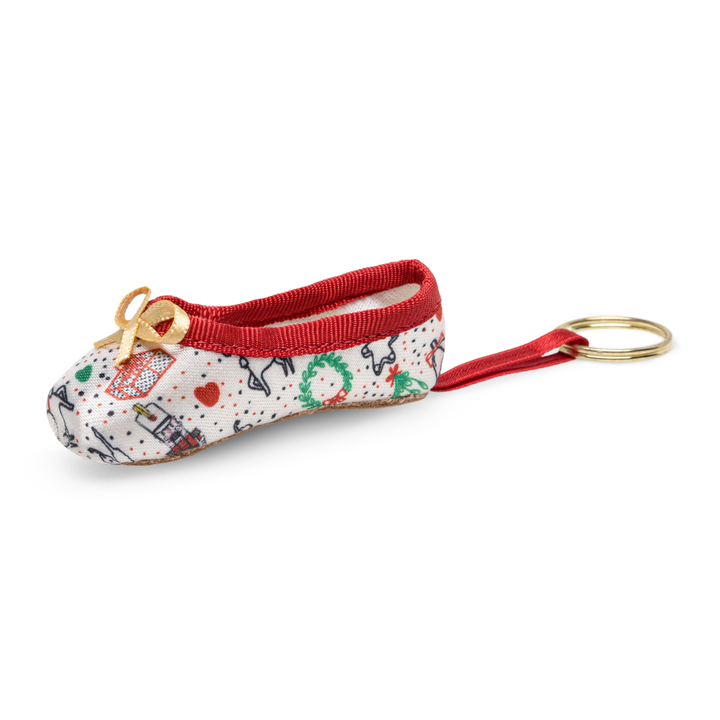 Mini-Spitzenschuh-Schlüsselanhänger Weihnachtsedition aus Satin & Leder KC15