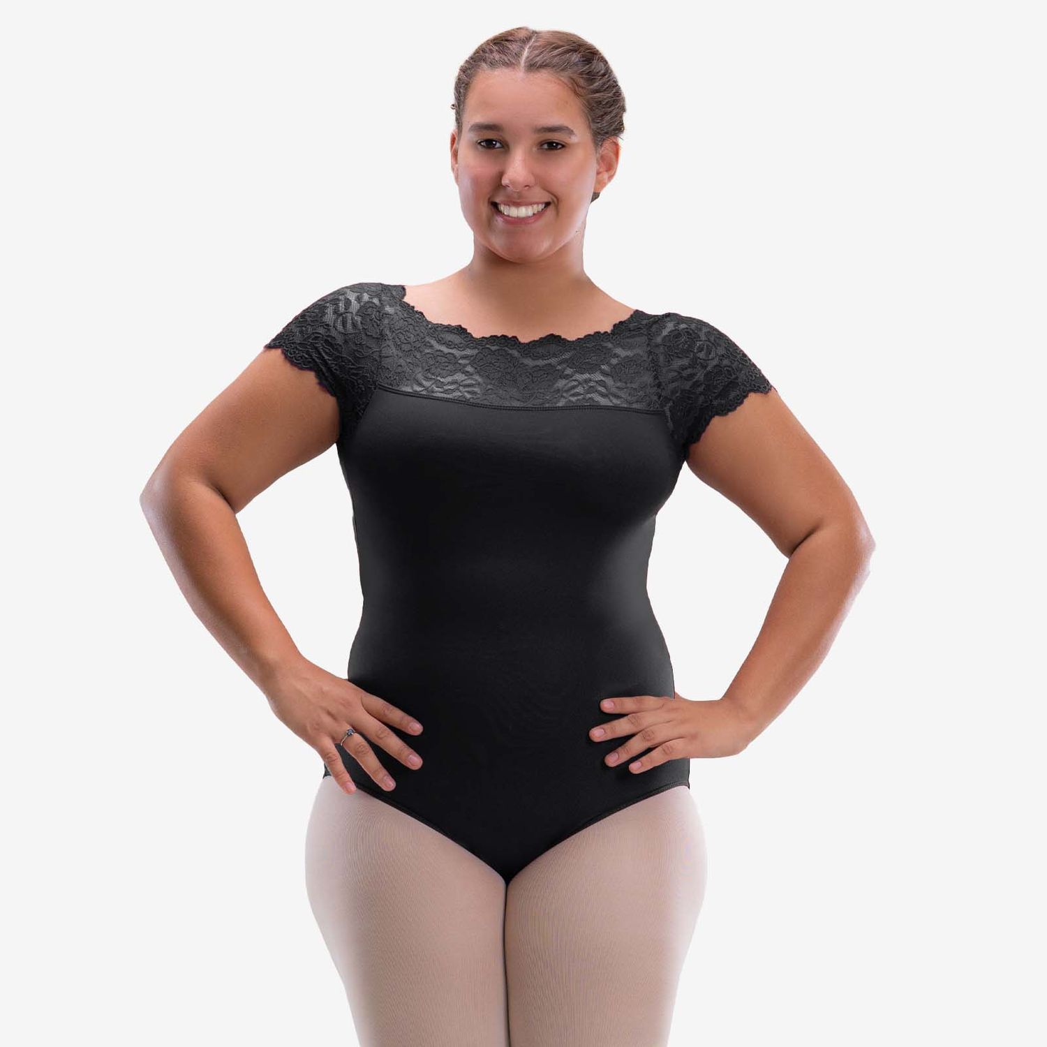 Damen Ballett Trikot SL 196 mit Spitze Damen Trikot schwarz