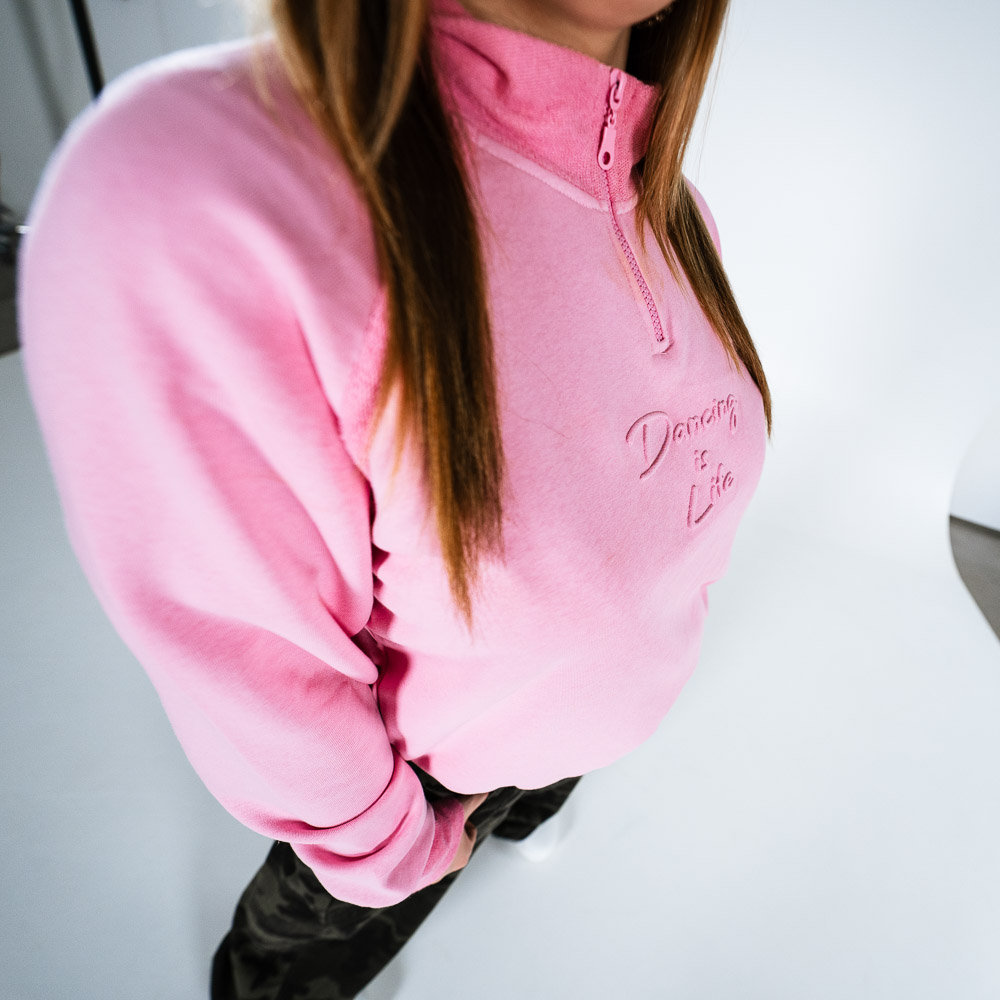 Damen Sweatshirt mit Half-Zip Pink