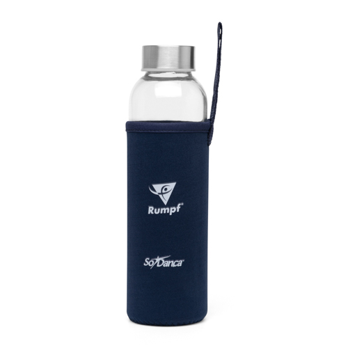 Trinkflasche Glas mit Hülle Navy