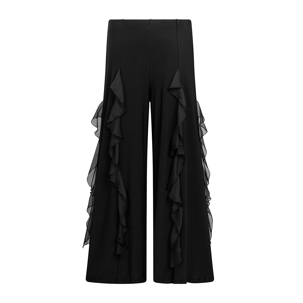 Damen Tanzhose mit seitlichen Rüschen Schwarz 
