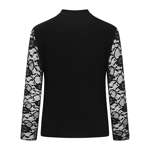 Damen Top mit 3/4-Spitzenärmeln Schwarz