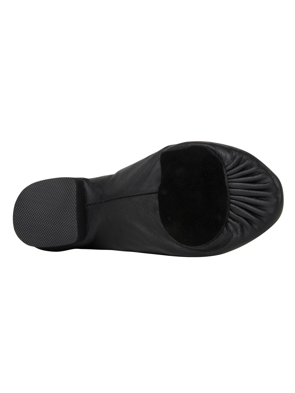 Jazzschuhe aus Leder mit Gummizug und geteilter Chromledersohle und Gummiabsatz schwarz