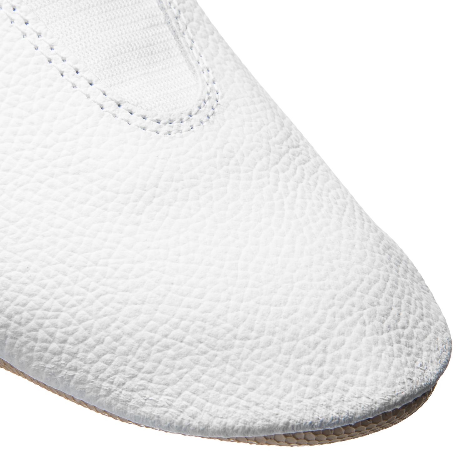 Gymnastikschläppchen aus Leder mit ganzer Gummisohle weiß