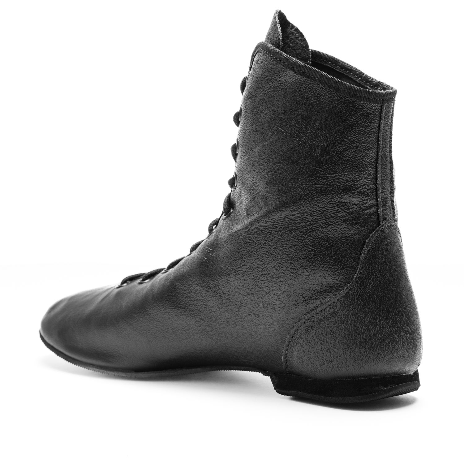 Schwarzer Gardestiefel, hoch, durchgehende Gummisohle
