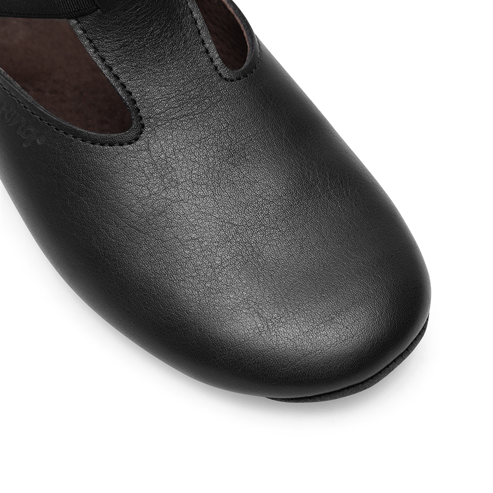 Damen Folklore Tanzschuh mit T-Riemen Liz 1045 Folklore Tanzschuh Schwarz