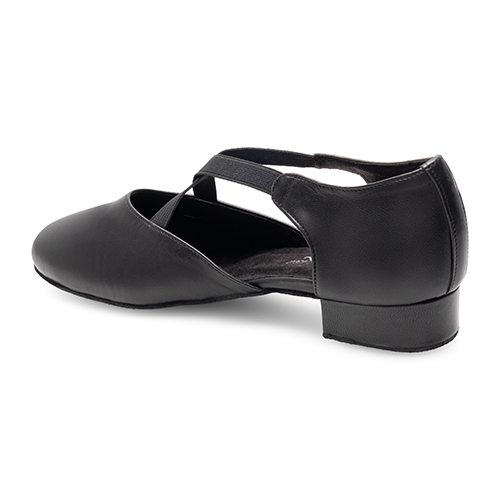 Griechische Tanzsandale mit grekreuzten Gummibändern Schwarz