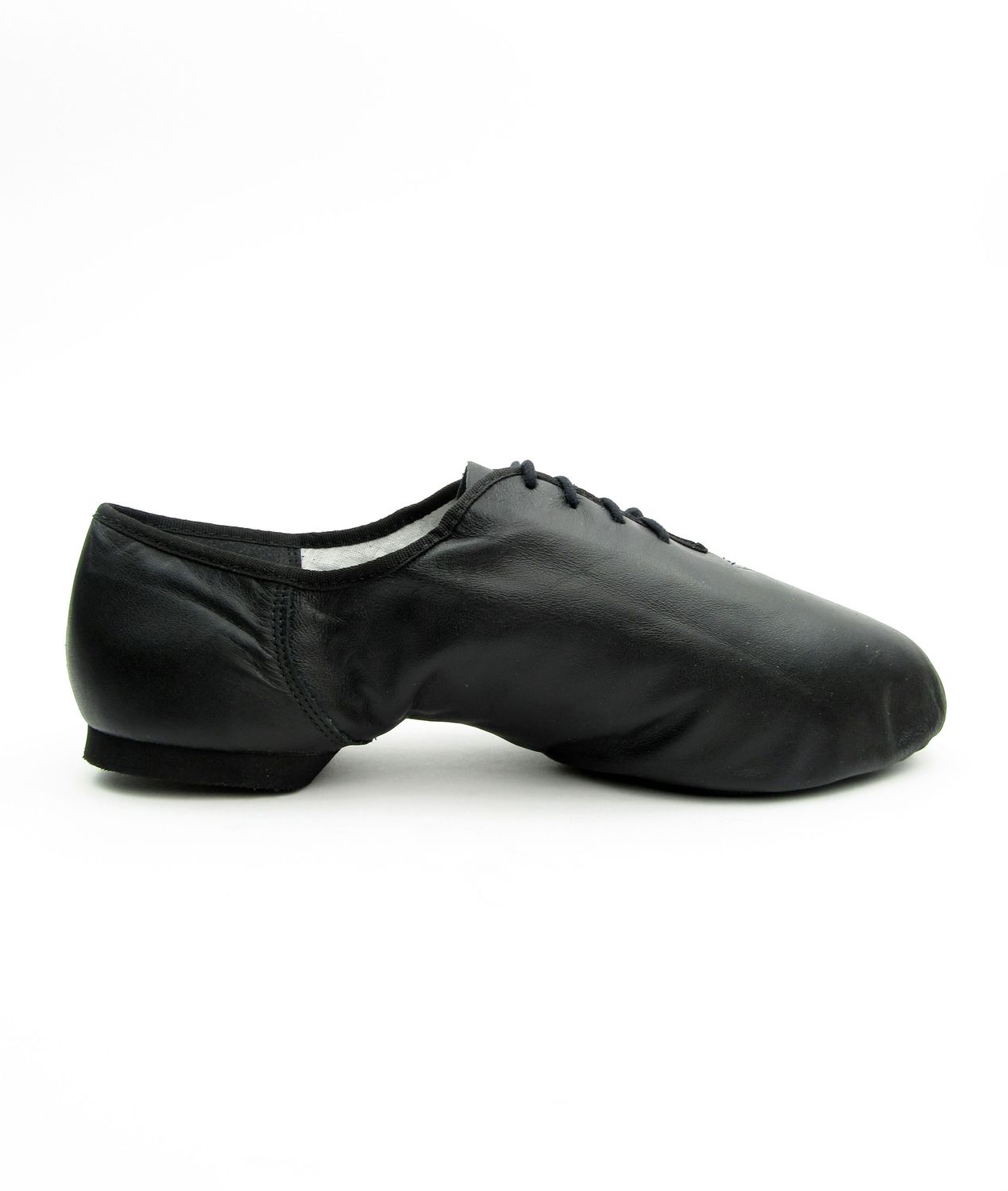 Jazzschuhe aus Leder mit geteilter Gummisohle schwarz 