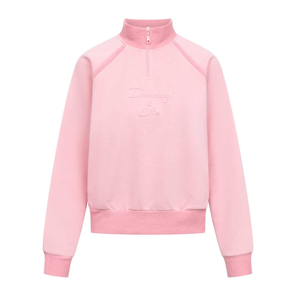 Damen Sweatshirt mit Half-Zip Pink