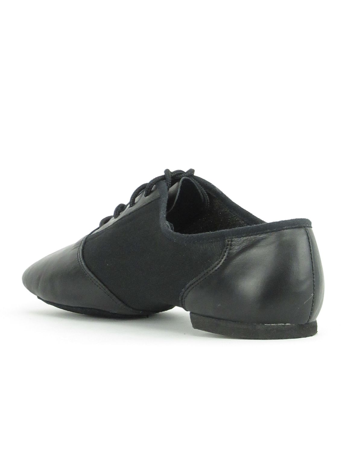 Jazzschuhe aus Leder und Neopreneinsatz mit geteilter Chromledersohle und EVA-Absatz schwarz